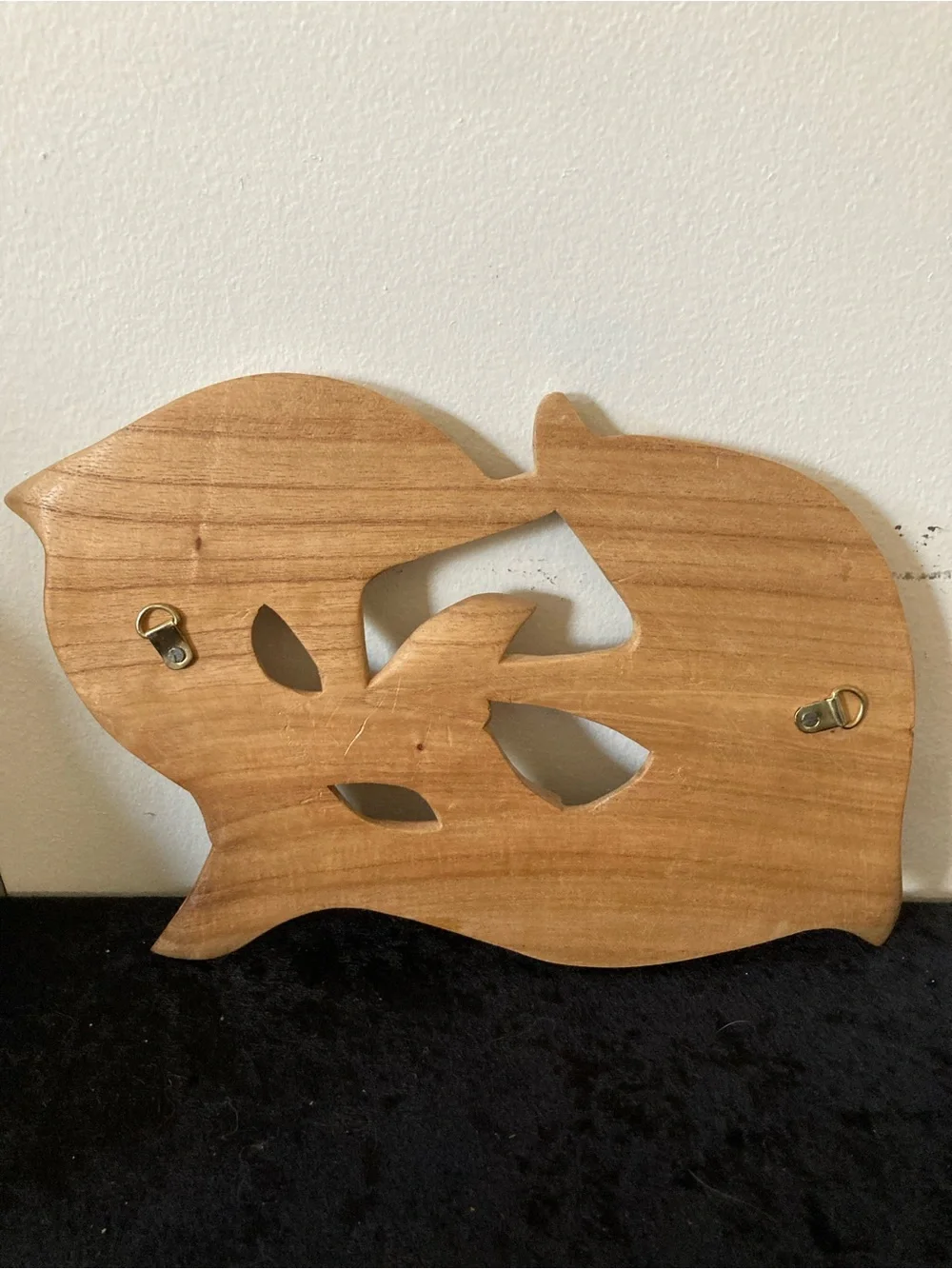 Carved Wooden Dolphin Wall Art - Natural Wood Tone